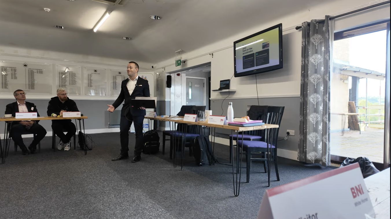 Simple Day founder presenting at a business networking event